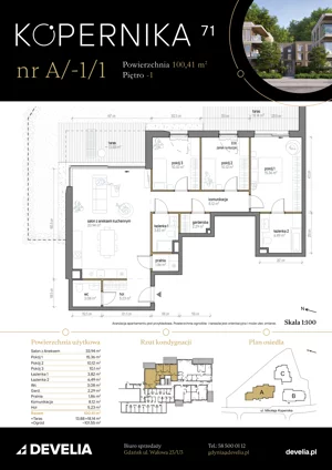 4 pokoje, apartament 100,41 m², przyziemie, oferta nr A/-1/1, Kopernika 71, Gdynia, Redłowo, ul. Mikołaja Kopernika