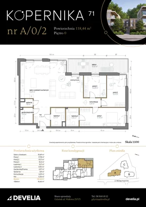 4 pokoje, apartament 118,44 m², parter, oferta nr A/0/2, Kopernika 71, Gdynia, Redłowo, ul. Mikołaja Kopernika