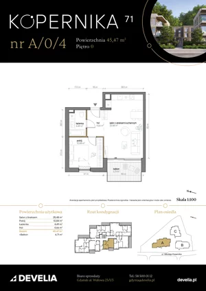 2 pokoje, apartament 45,47 m², parter, oferta nr A/0/4, Kopernika 71, Gdynia, Redłowo, ul. Mikołaja Kopernika