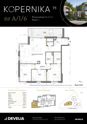 4 pokoje, apartament 96,52 m², piętro 1, oferta nr A/1/6, Kopernika 71, Gdynia, Redłowo, ul. Mikołaja Kopernika