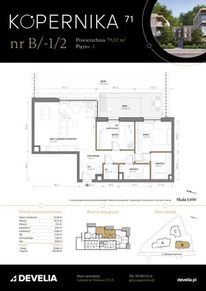 3 pokoje, apartament 79,17 m², parter, oferta nr B/0/3, Kopernika 71, Gdynia, Redłowo, ul. Mikołaja Kopernika