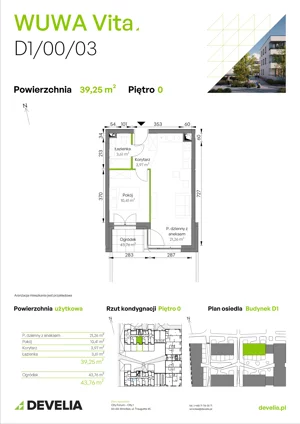 2 pokoje, mieszkanie 36,68 m², parter, oferta nr C1/00/08, WUWA Vita III, Wrocław, Żerniki, Fabryczna, ul. Maya