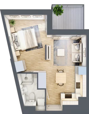 1 pokój, apartament 32,99 m², piętro 1, oferta nr B.5, Apartamenty Kapitanat bud. B, Gdańsk, Śródmieście, ul. Stępkarska / Wiosny Ludów