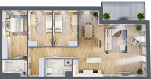4 pokoje, apartament 101,25 m², piętro 2, oferta nr B.19, Apartamenty Kapitanat bud. B, Gdańsk, Śródmieście, ul. Stępkarska / Wiosny Ludów