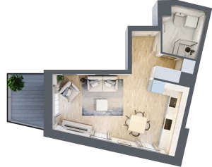 1 pokój, apartament 30,61 m², piętro 3, oferta nr B.33, Apartamenty Kapitanat bud. B, Gdańsk, Śródmieście, ul. Stępkarska / Wiosny Ludów