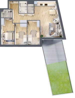 4 pokoje, apartament 94,51 m², piętro 2, oferta nr A.28, Apartamenty Kapitanat bud. A, Gdańsk, Śródmieście, ul. Stępkarska / Wiosny Ludów