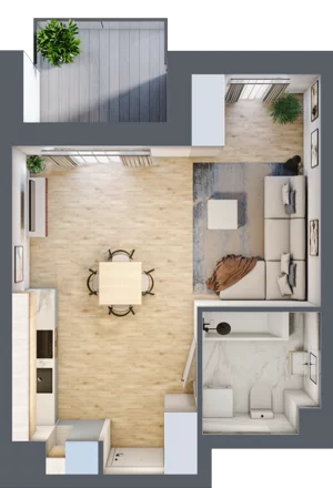 1 pokój, apartament 34,08 m², piętro 1, oferta nr A.12, Apartamenty Kapitanat bud. A, Gdańsk, Śródmieście, ul. Stępkarska / Wiosny Ludów