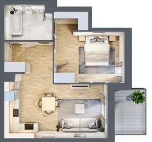 2 pokoje, apartament 46,39 m², piętro 1, oferta nr A.5, Apartamenty Kapitanat bud. A, Gdańsk, Śródmieście, ul. Stępkarska / Wiosny Ludów