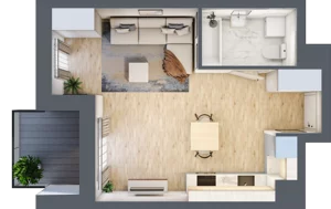1 pokój, apartament 33,52 m², piętro 1, oferta nr A.9, Apartamenty Kapitanat bud. A, Gdańsk, Śródmieście, ul. Stępkarska / Wiosny Ludów