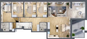 5 pokoi, apartament 142,73 m², piętro 4, oferta nr A.45, Apartamenty Kapitanat bud. A, Gdańsk, Śródmieście, ul. Stępkarska / Wiosny Ludów