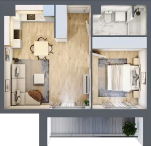 2 pokoje, apartament 42,76 m², piętro 1, oferta nr A.17, Apartamenty Kapitanat bud. A, Gdańsk, Śródmieście, ul. Stępkarska / Wiosny Ludów