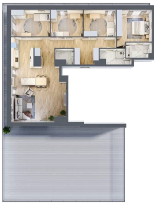 5 pokoi, apartament 122,50 m², piętro 5, oferta nr A.47, Apartamenty Kapitanat bud. A, Gdańsk, Śródmieście, ul. Stępkarska / Wiosny Ludów