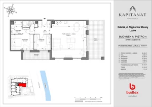 3 pokoje, apartament 91,14 m², piętro 4, oferta nr A.46, Apartamenty Kapitanat bud. A, Gdańsk, Śródmieście, ul. Stępkarska / Wiosny Ludów