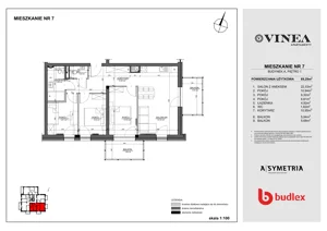 4 pokoje, apartament 69,29 m², piętro 1, oferta nr A07, Apartamenty Vinea, Toruń, Jakubskie Przedmieście, ul. Winnica 25-27
