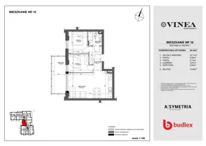 3 pokoje, apartament 50,18 m², piętro 1, oferta nr B16, Apartamenty Vinea, Toruń, Jakubskie Przedmieście, ul. Winnica 25-27