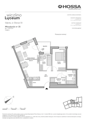 3 pokoje, mieszkanie 66,72 m², piętro 2, oferta nr WL/D33/25, Wiczlino Lyceum, Gdynia, Chwarzno-Wiczlino, Wiczlino, ul. Danusi 31 