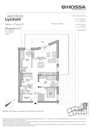 4 pokoje, mieszkanie 80,60 m², piętro 1, oferta nr WL/D33/5, Wiczlino Lyceum, Gdynia, Chwarzno-Wiczlino, Wiczlino, ul. Danusi 31 