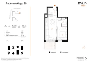 2 pokoje, apartament 42,47 m², piętro 7, oferta nr A.M99, Paderewskiego 29, Katowice, Osiedle Paderewskiego-Muchowiec, Dolina Trzech Stawów, ul. Ignacego Paderewskiego 29