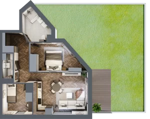 3 pokoje, apartament 54,09 m², piętro 1, oferta nr B.M08, Paderewskiego 29, Katowice, Osiedle Paderewskiego-Muchowiec, Dolina Trzech Stawów, ul. Ignacego Paderewskiego 29