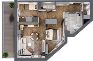 3 pokoje, apartament 58,71 m², piętro 6, oferta nr B.M58, Paderewskiego 29, Katowice, Osiedle Paderewskiego-Muchowiec, Dolina Trzech Stawów, ul. Ignacego Paderewskiego 29