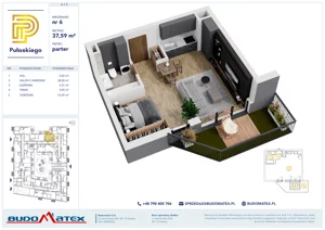 1 pokój, mieszkanie 37,59 m², parter, oferta nr A103, Pułaskiego, Siedlce, ul. Pułaskiego