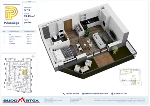 1 pokój, mieszkanie 33,93 m², parter, oferta nr A107, Pułaskiego, Siedlce, ul. Pułaskiego