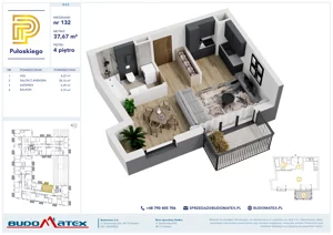 1 pokój, mieszkanie 37,67 m², piętro 4, oferta nr B505, Pułaskiego, Siedlce, ul. Pułaskiego