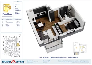 2 pokoje, mieszkanie 42,35 m², parter, oferta nr A106, Pułaskiego, Siedlce, ul. Pułaskiego
