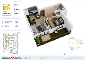 2 pokoje, mieszkanie 51,32 m², piętro 1, oferta nr A210, Pułaskiego, Siedlce, ul. Pułaskiego