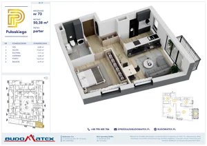 2 pokoje, mieszkanie 50,38 m², parter, oferta nr B109, Pułaskiego, Siedlce, ul. Pułaskiego