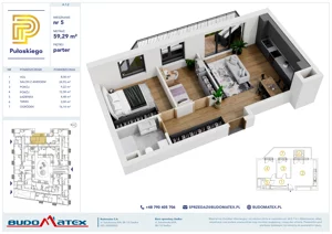 3 pokoje, mieszkanie 61,19 m², piętro 1, oferta nr A205, Pułaskiego, Siedlce, ul. Pułaskiego