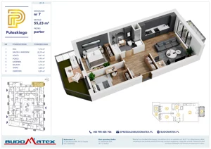 3 pokoje, mieszkanie 53,90 m², parter, oferta nr B110, Pułaskiego, Siedlce, ul. Pułaskiego