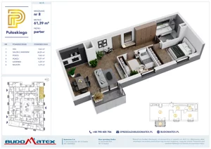 3 pokoje, mieszkanie 61,39 m², parter, oferta nr A105, Pułaskiego, Siedlce, ul. Pułaskiego