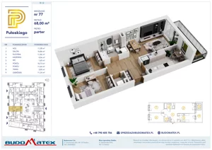 3 pokoje, mieszkanie 68,00 m², parter, oferta nr B102, Pułaskiego, Siedlce, ul. Pułaskiego
