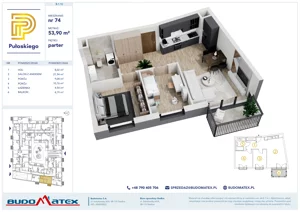 3 pokoje, mieszkanie 53,90 m², parter, oferta nr B110, Pułaskiego, Siedlce, ul. Pułaskiego