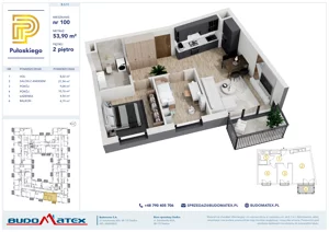 3 pokoje, mieszkanie 53,90 m², piętro 2, oferta nr B311, Pułaskiego, Siedlce, ul. Pułaskiego