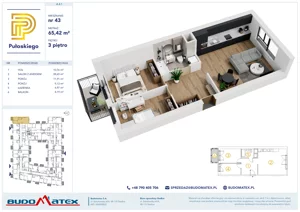 3 pokoje, mieszkanie 65,42 m², piętro 3, oferta nr A401, Pułaskiego, Siedlce, ul. Pułaskiego