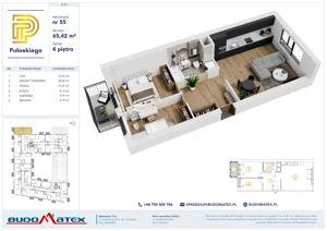 3 pokoje, mieszkanie 65,42 m², piętro 4, oferta nr A501, Pułaskiego, Siedlce, ul. Pułaskiego