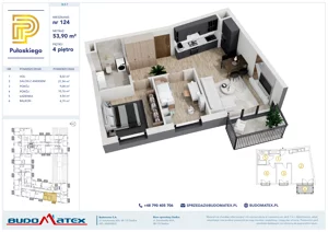 3 pokoje, mieszkanie 53,90 m², piętro 4, oferta nr B507, Pułaskiego, Siedlce, ul. Pułaskiego