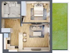 2 pokoje, mieszkanie 43,84 m², parter, oferta nr G5A.02, Geometryczna 5A, Warszawa, Białołęka, Grodzisk, ul. Geometryczna 5, 5A