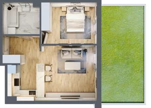 2 pokoje, mieszkanie 43,68 m², parter, oferta nr G5A.29, Geometryczna 5A, Warszawa, Białołęka, Grodzisk, ul. Geometryczna 5, 5A