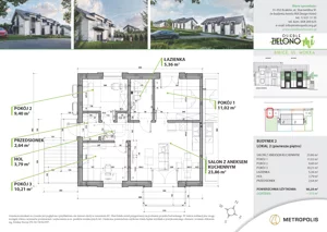 4 pokoje, mieszkanie 66,28 m², piętro 1, oferta nr 2M2, Osiedle Zielono Mi, Bibice, ul. Mokra