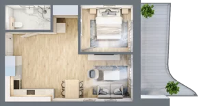 2 pokoje, apartament 41,54 m², piętro 1, oferta nr D/1.05, Rogowo Pearl, Rogowo, ul. Rezydencyjna