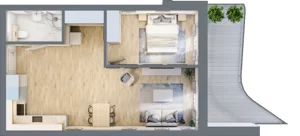 2 pokoje, apartament 51,01 m², piętro 1, oferta nr D/1.06, Rogowo Pearl, Rogowo, ul. Rezydencyjna
