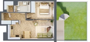 2 pokoje, mieszkanie 47,29 m², parter, oferta nr B.P0.16, Mirabelki 5, Warszawa, Białołęka, Brzeziny, ul. Mirabelki 5