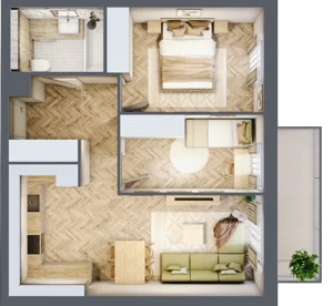 3 pokoje, mieszkanie 53,05 m², piętro 1, oferta nr B.P1.29, Mirabelki 5, Warszawa, Białołęka, Brzeziny, ul. Mirabelki 5