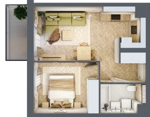 2 pokoje, mieszkanie 36,46 m², parter, oferta nr C.P0.47, Mirabelki 5, Warszawa, Białołęka, Brzeziny, ul. Mirabelki 5