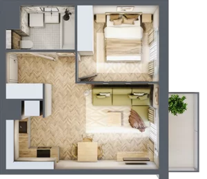 2 pokoje, mieszkanie 37,02 m², piętro 1, oferta nr C.P1.58, Mirabelki 5, Warszawa, Białołęka, Brzeziny, ul. Mirabelki 5