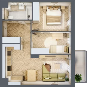 3 pokoje, mieszkanie 55,21 m², piętro 1, oferta nr D.P1.84, Mirabelki 5, Warszawa, Białołęka, Brzeziny, ul. Mirabelki 5