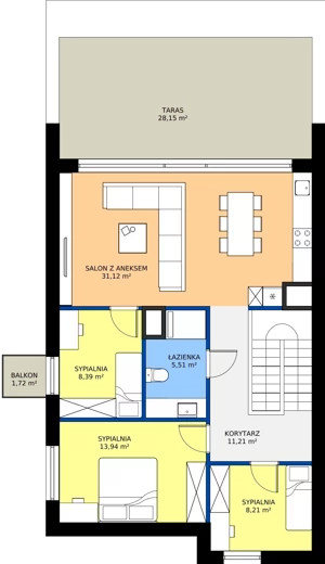 4 pokoje, mieszkanie 83,55 m², piętro 1, oferta nr 13B, Biała Dama, Ornontowice, ul. Brzozowa